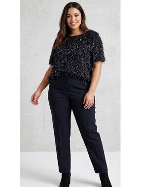 Simply Be Women's Black Shaggy Tinsel S/S Top, Size 16 (US)/20 (UK) NWT